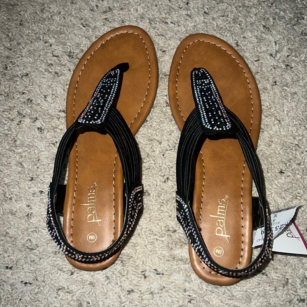 “Palms” Black Sequin Sandals